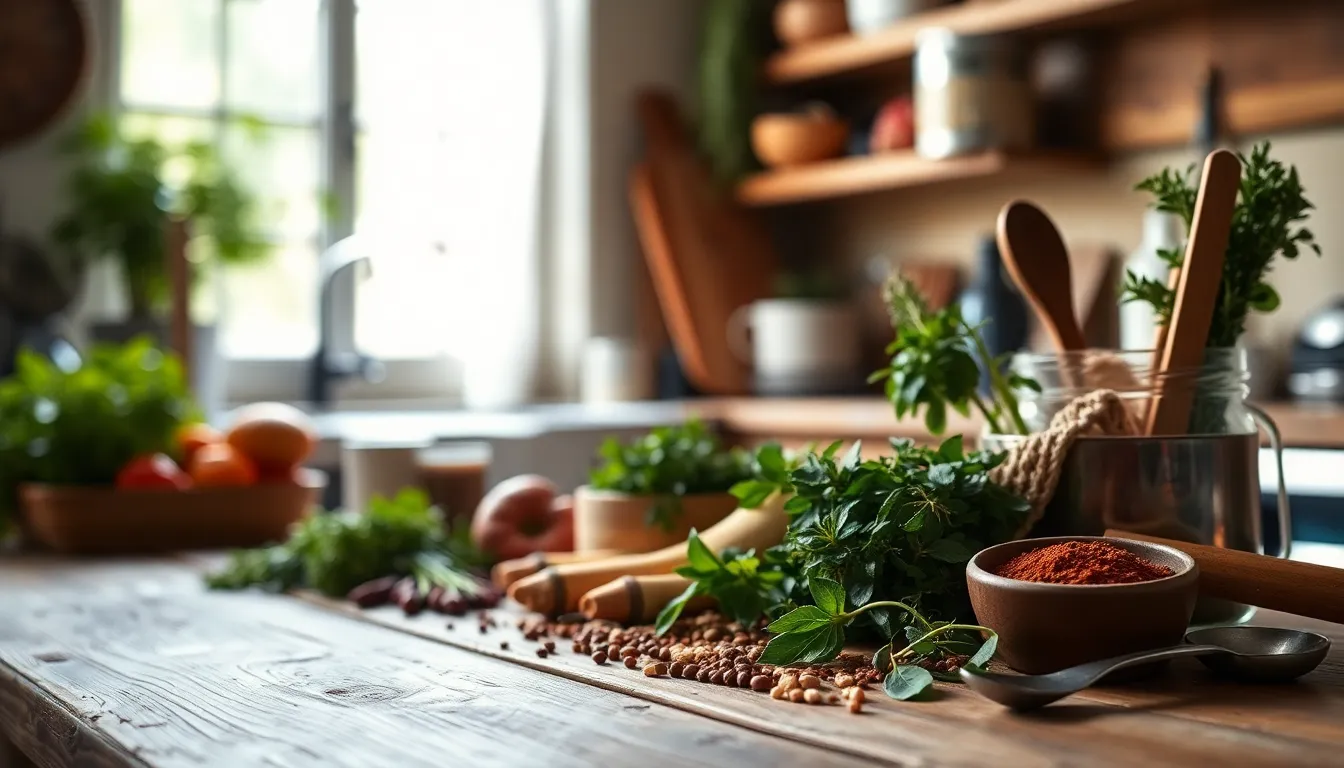 Fresh Herbs and Spices in the Kitchen