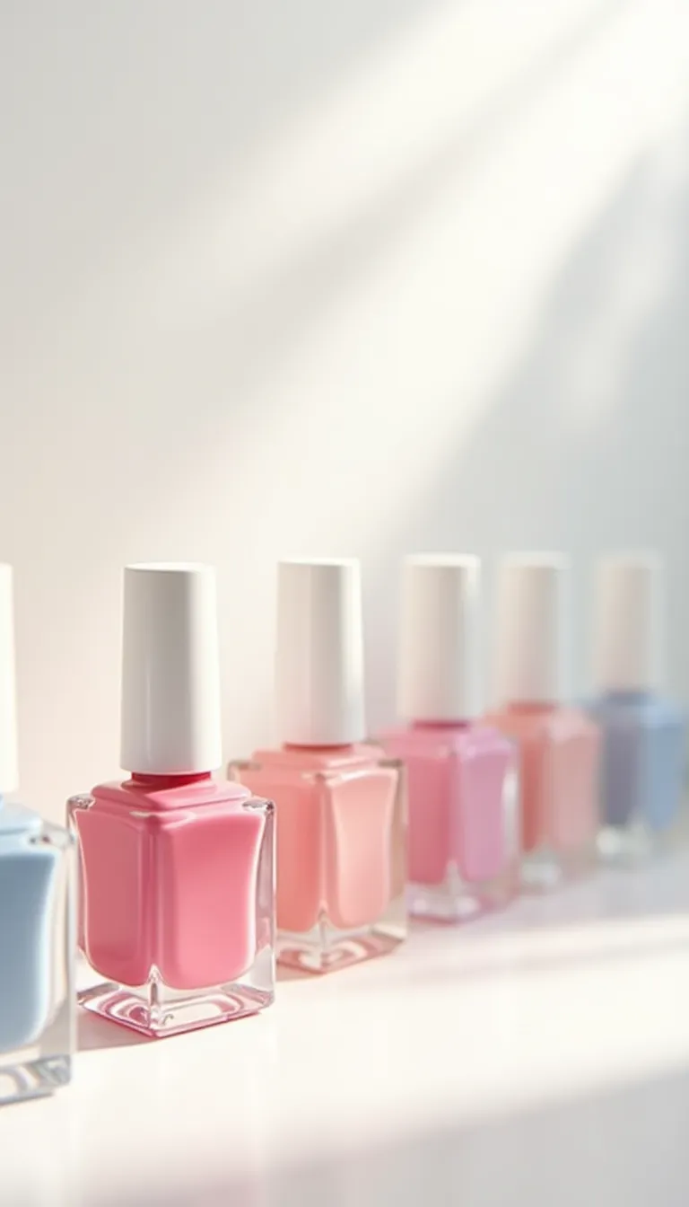 Gradient Display of Pastel Nail Polishes