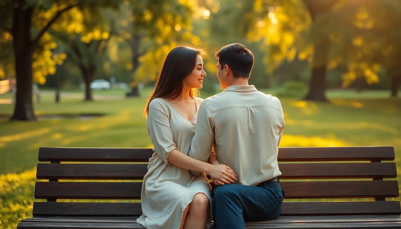 Joyful Couple in a Sunlit Park