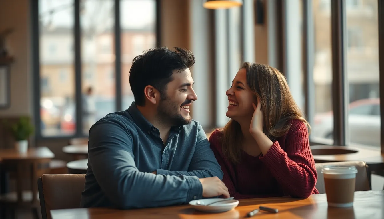 Joyful Couple at Cozy Café