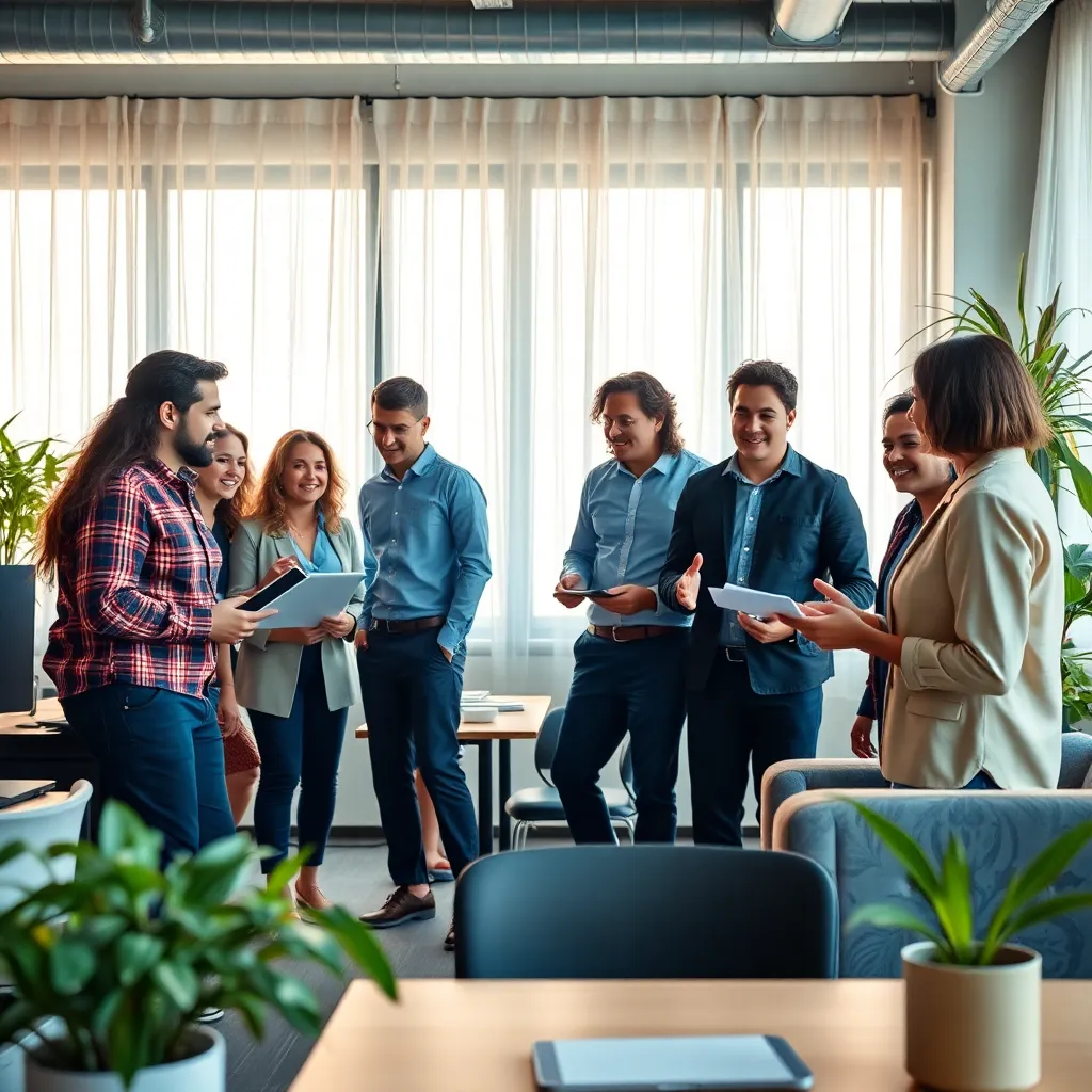 Diverse Professionals Collaborating in Modern Office