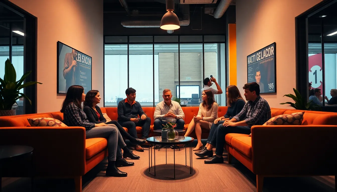 Inspirational Networking in Coworking Lounge