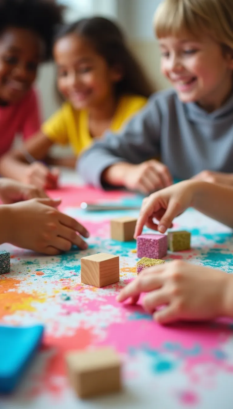 Children Enjoying Colorful Crafting Activities