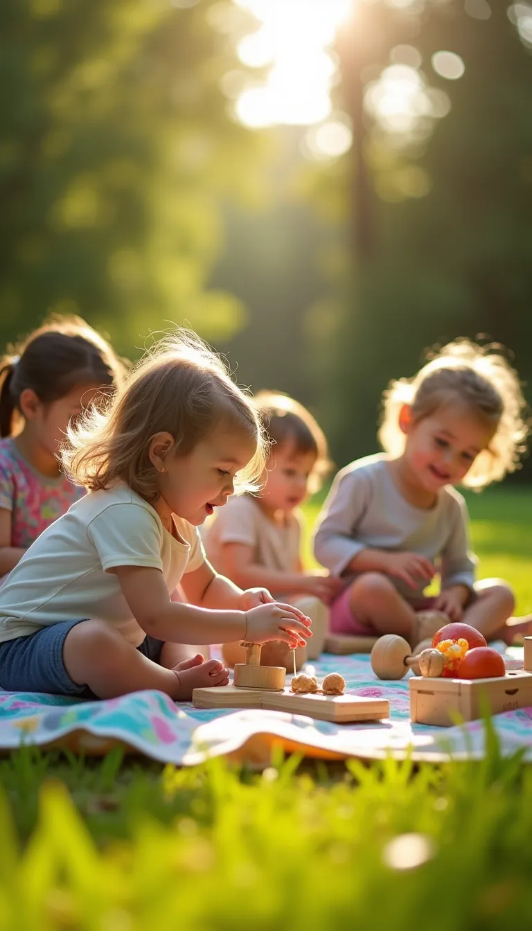 Children Playing with Eco-Friendly Handcrafted Toys