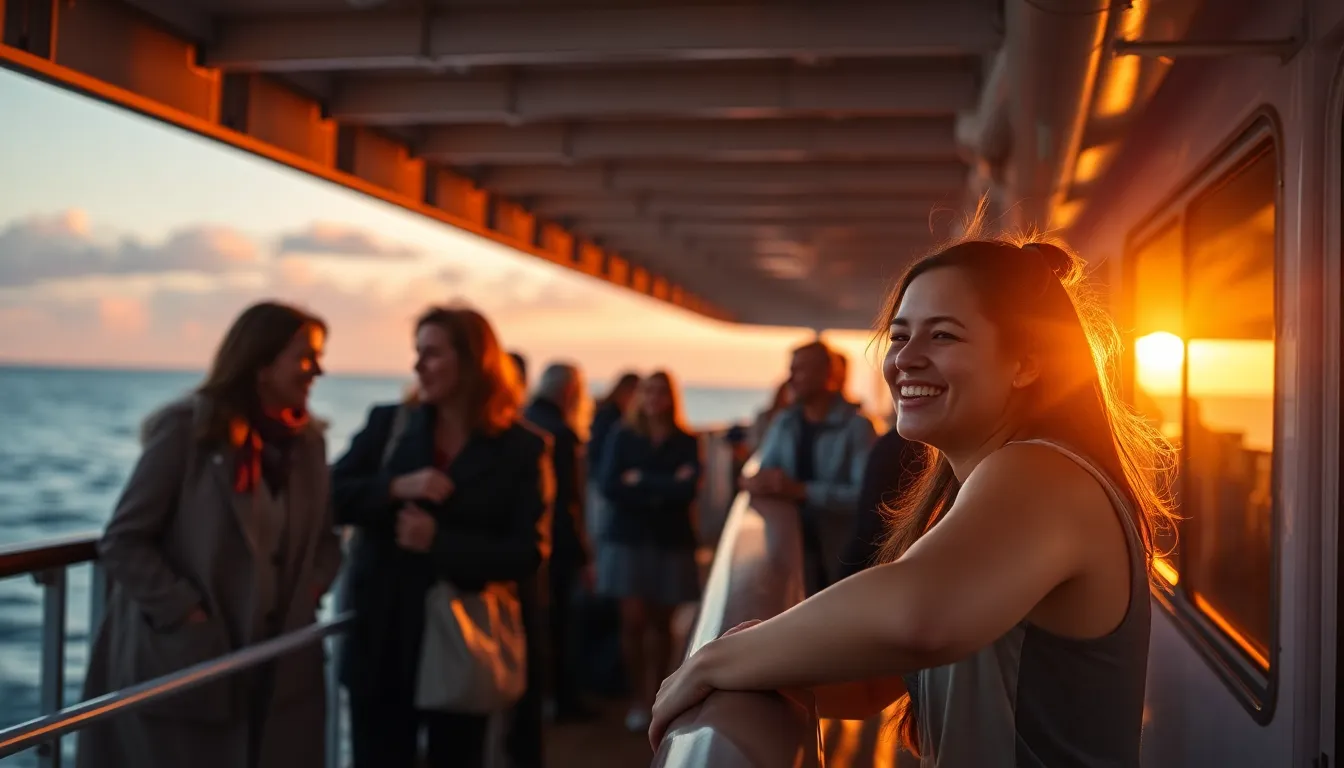 Couple Enjoying Sunset on Cruise Ship