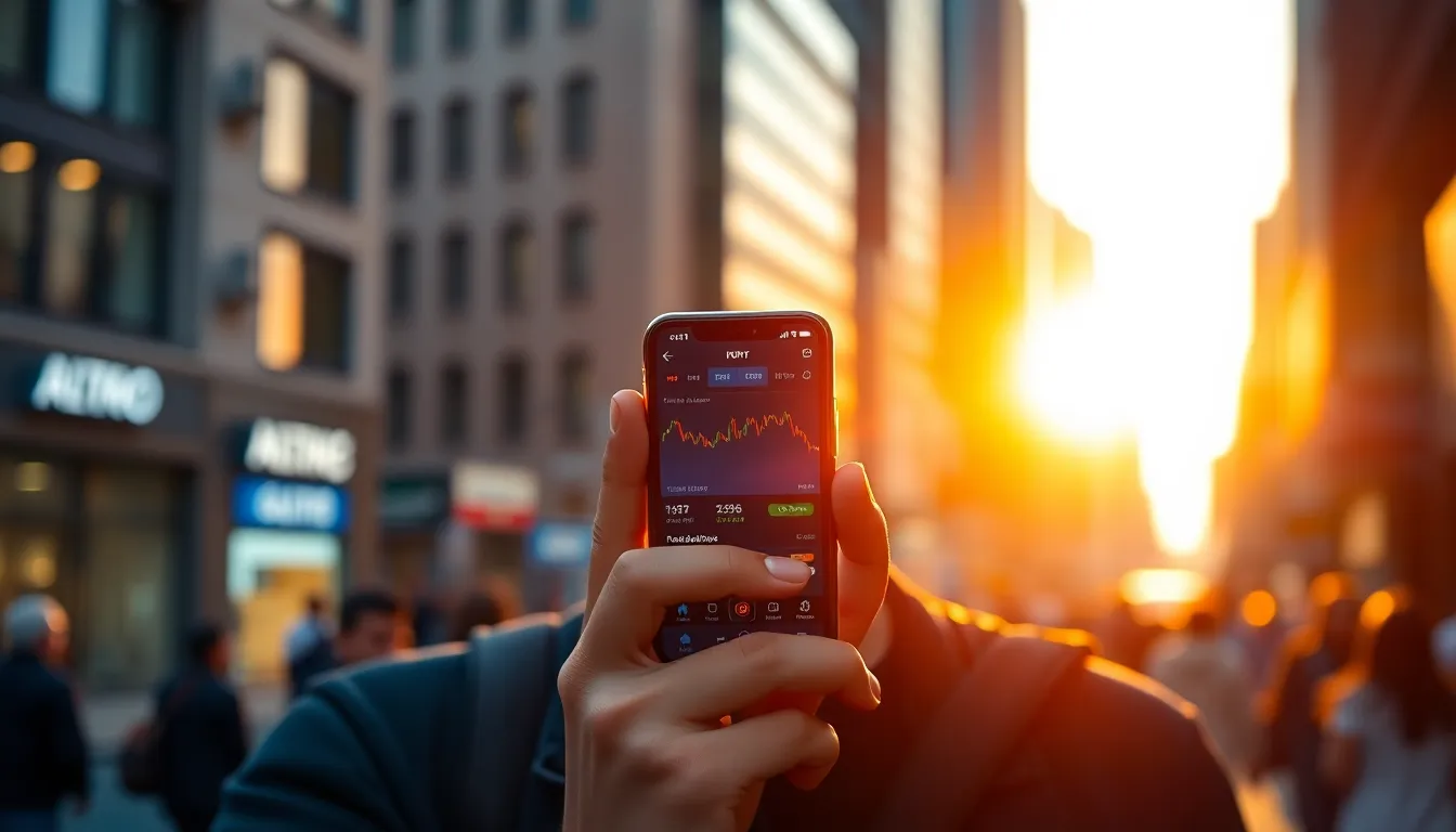 Smartphone Cryptocurrency Trading in City