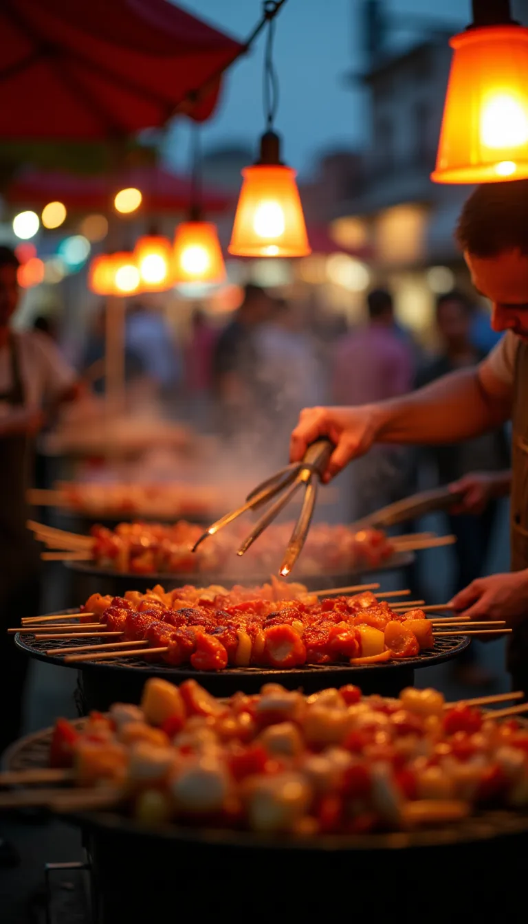 Vibrant Street Food Market Scene