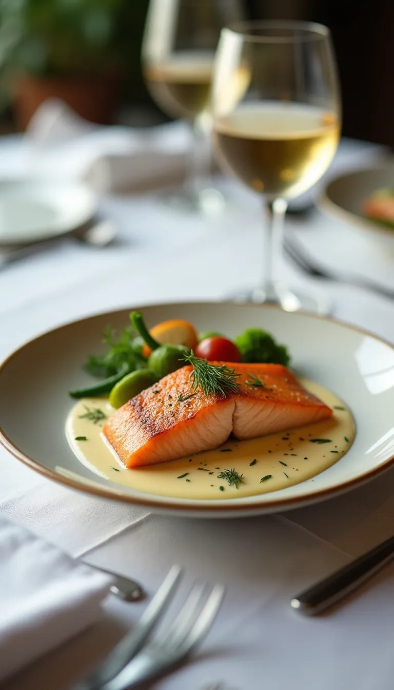 Elegant Plated Dish of Seared Salmon