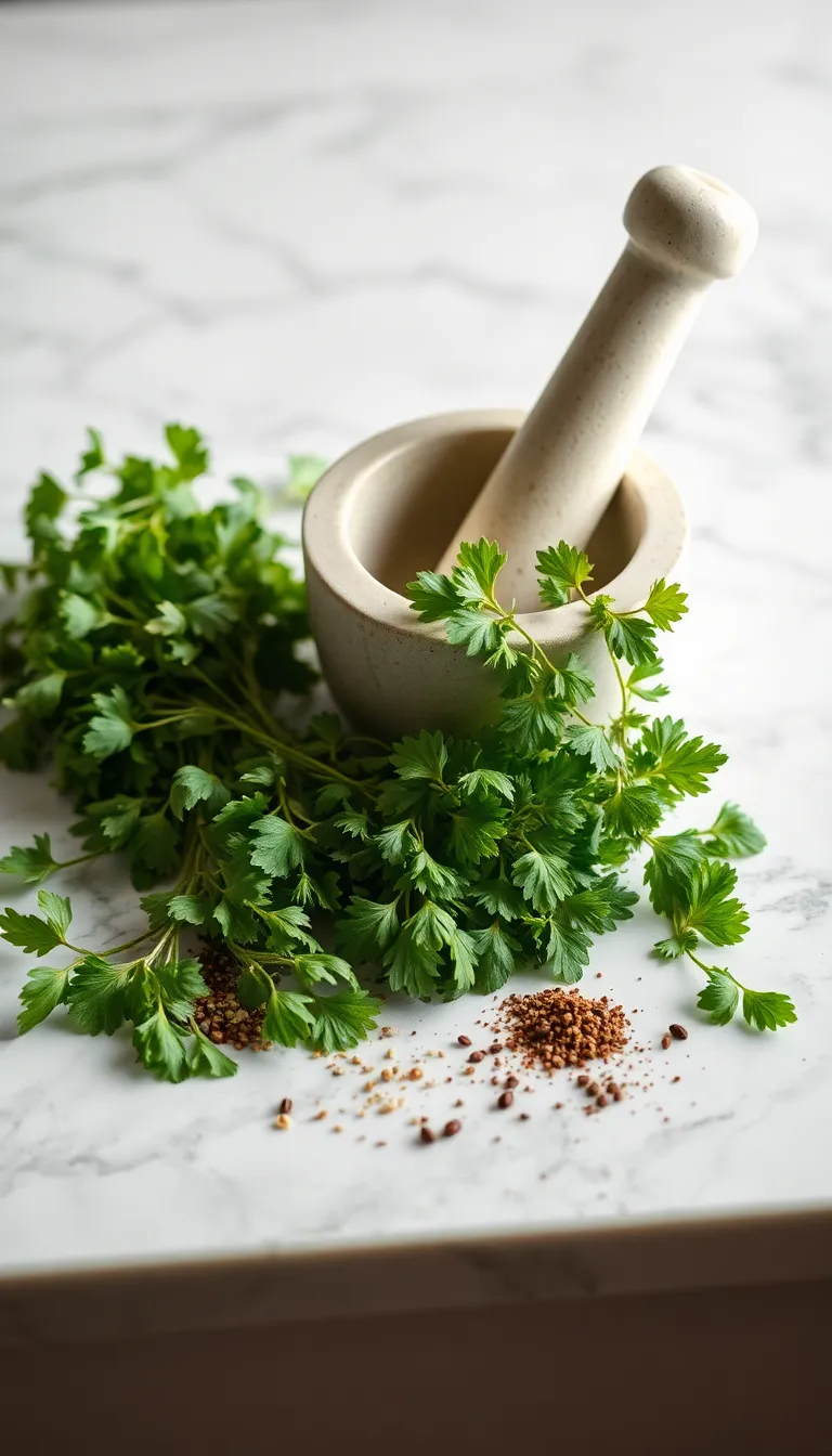 Fresh Herbs and Spices on Marble