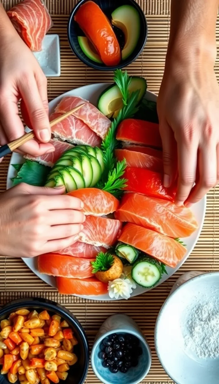 Vibrant Sushi Platter Assembly