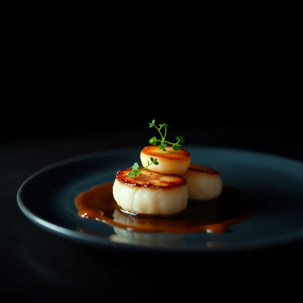 Elegant Plated Scallops with Microgreens