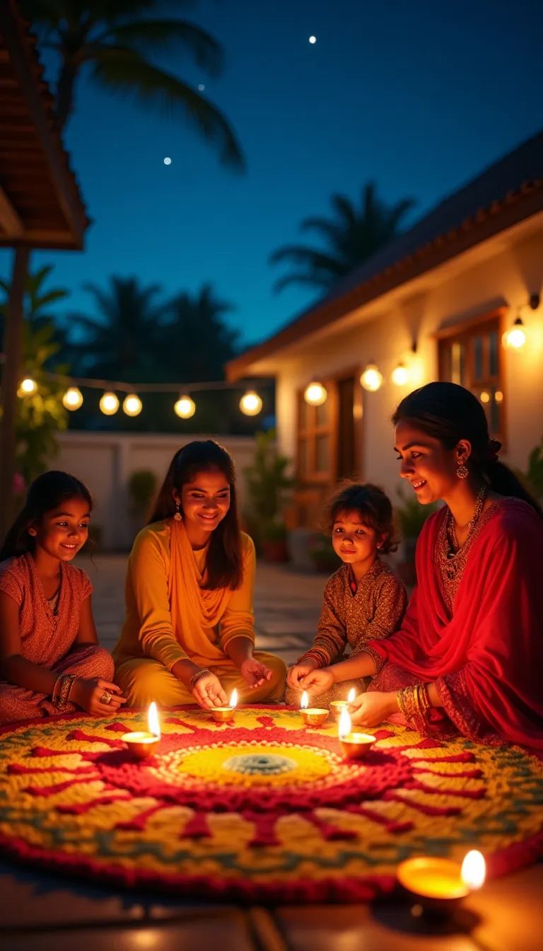 Vibrant Diwali Celebration with Families