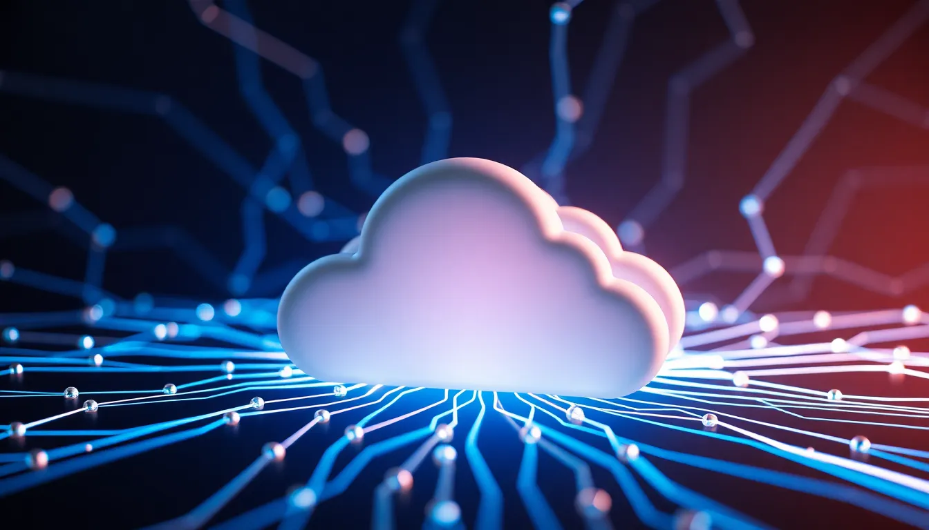 3D Cloud Network Representing Cybersecurity