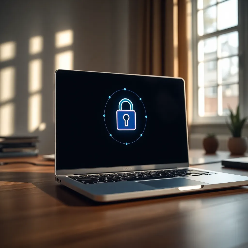 Digital Lock Symbolizing Cybersecurity on Laptop