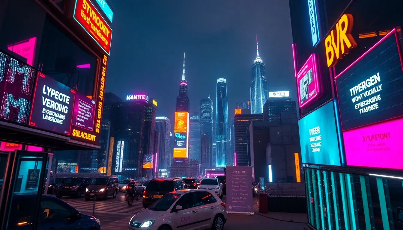 Futuristic City Skyline Showcasing Cybersecurity
