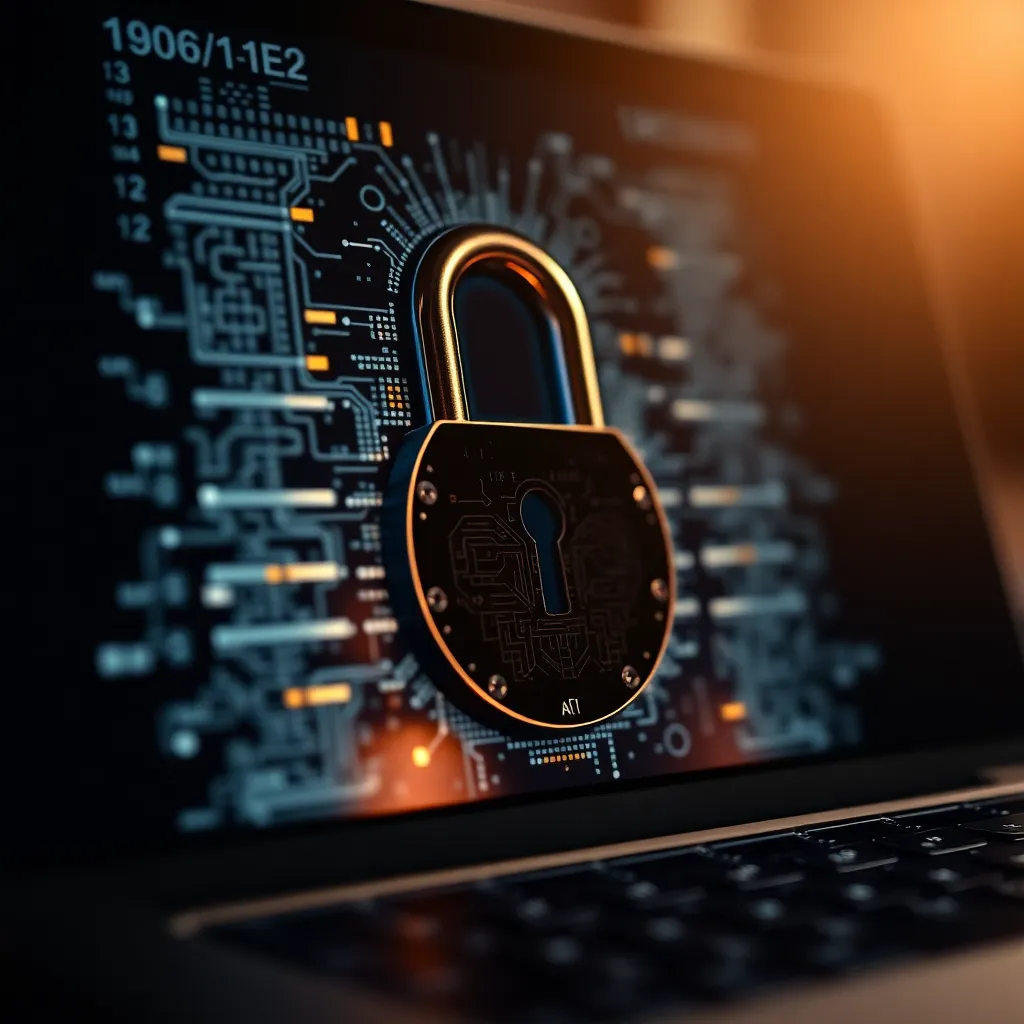 Close-Up of Digital Lock on Laptop Screen