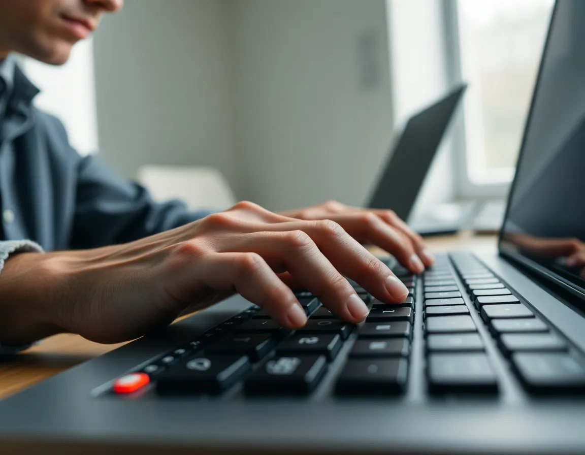 Cybersecurity Analyst Typing on Mechanical Keyboard