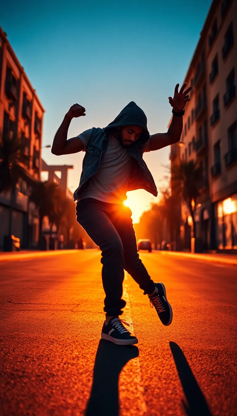 Hip-Hop Dancer in Urban Sunset