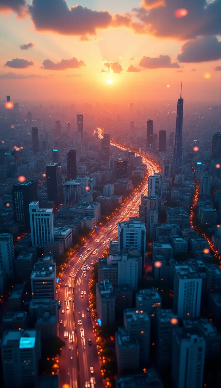 Cityscape with Real-Time Data Overlay