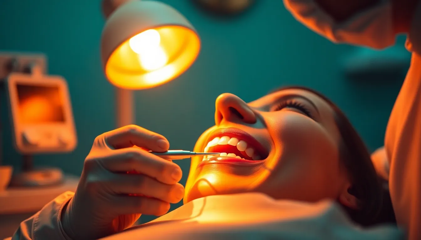 This heartwarming image features a close-up of a smiling child sitting comfortably in a dental chair, wearing a colorful bib. The playful atmosphere is accentuated by bright, warm tungsten lighting and cheerful decor on the walls. The clear focus on the child's joyful expression captures the essence of a positive dental experience, making it relatable for parents. The bright pastel colors create an inviting atmosphere, promoting the idea that dental visits can be fun and stress-free for children.