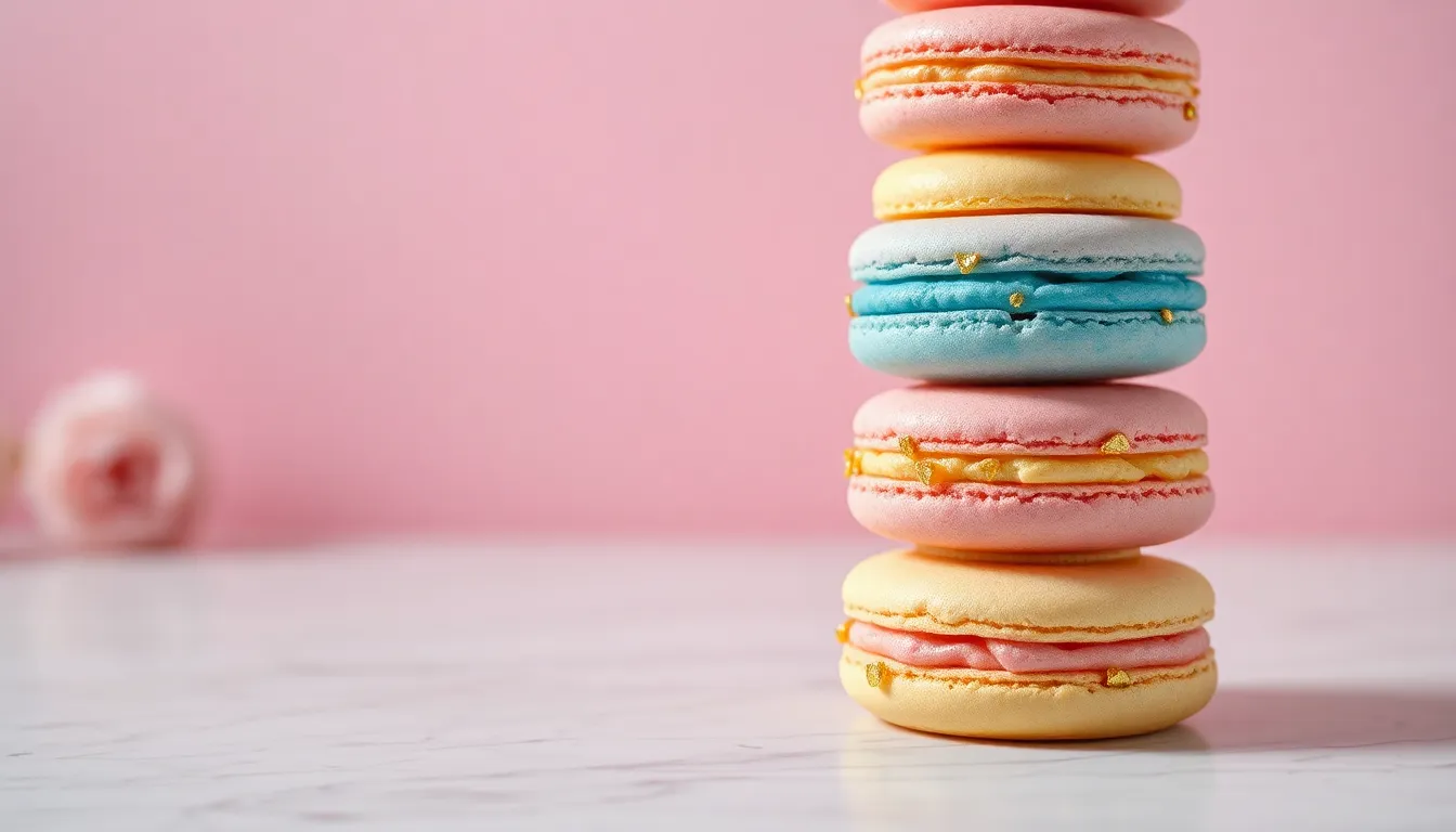 Elegant Macaroon Tower with Edible Gold Leaf
