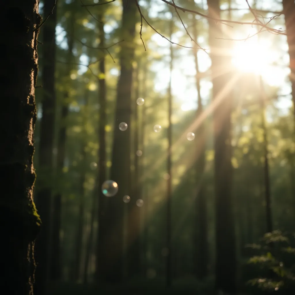 Mystical Forest with Luminescent Orbs