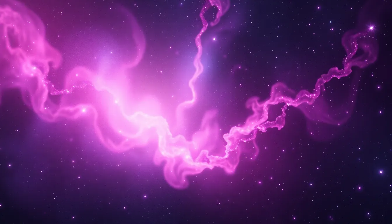 This captivating digital abstract depicts a cosmic nebula, filled with swirling colors that evoke the vastness of space. Utilizing ethereal lighting to mimic starlight, the scene presents a rich color palette of deep purples, radiant pinks, and luminous whites. The shallow depth of field enhances the experience, creating a dreamlike quality that invites exploration into the depths of the universe. Ideal for projects needing a sense of wonder and vastness.