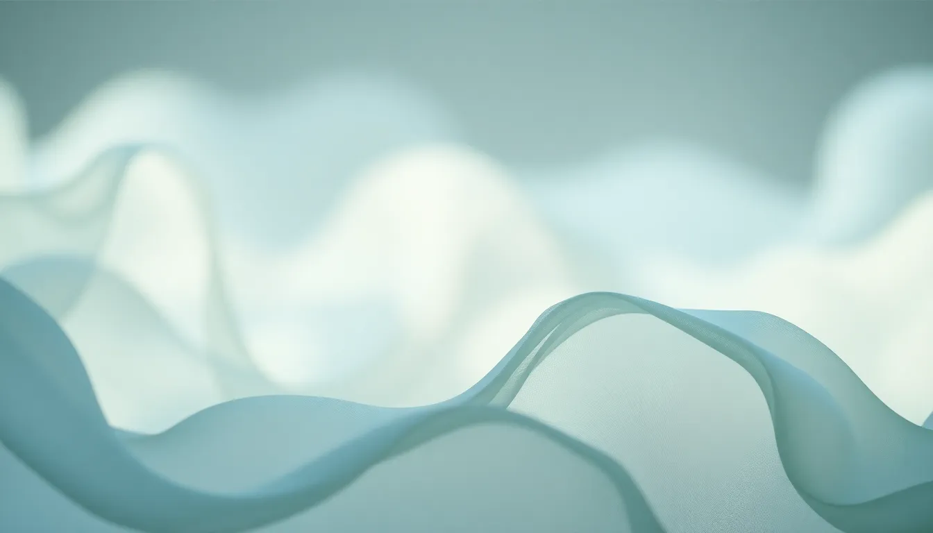 Immerse yourself in this serene digital background portraying flowing organic shapes that evoke a sense of tranquility. Captured with soft daylight, the smooth gradients in earthy greens and soft blues create a calm visual experience. The shallow depth of field ensures a painterly bokeh, enhancing the elegant composition, perfect for calming design projects.