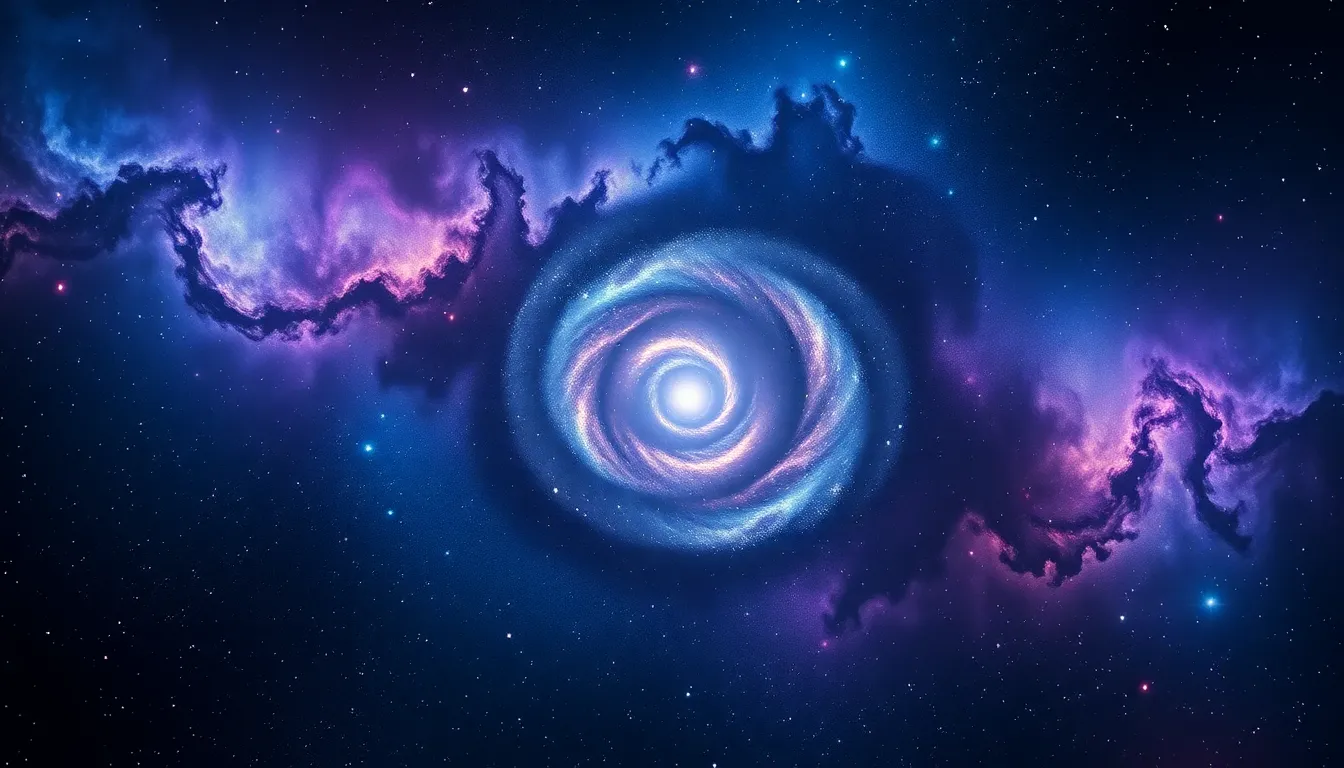 This enchanting digital background showcases a breathtaking cosmic scene filled with a starry night sky and swirling galaxies. Soft starlight and vibrant nebulae create a mesmerizing atmosphere, making the viewer feel as if they're floating through space. With a sharp focus on the central galaxy and blurred stars, the composition invites exploration and wonder. Ideal for projects that seek to evoke a sense of magic and mystery.