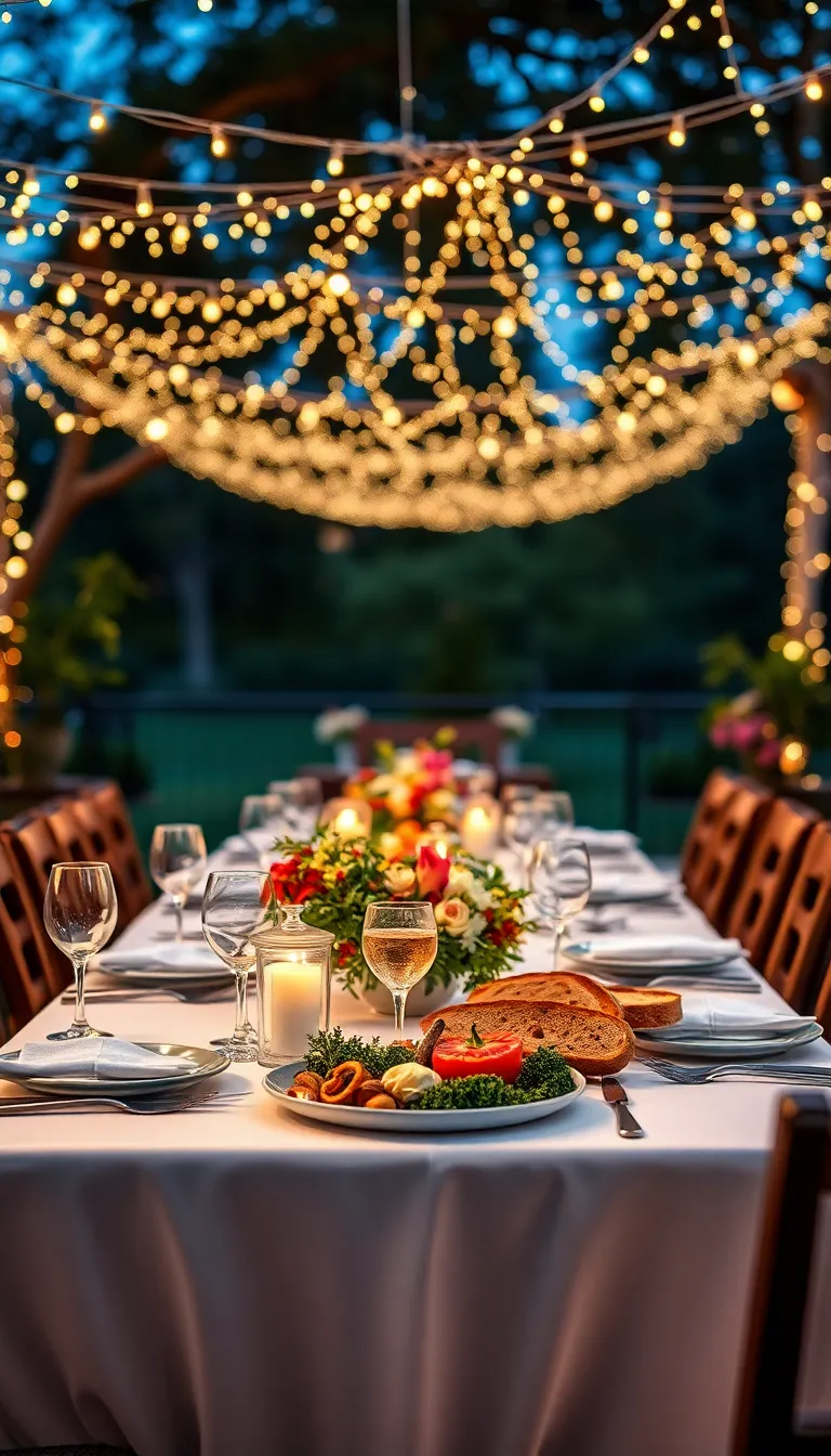 Elegant Outdoor Dining Setup at Dusk