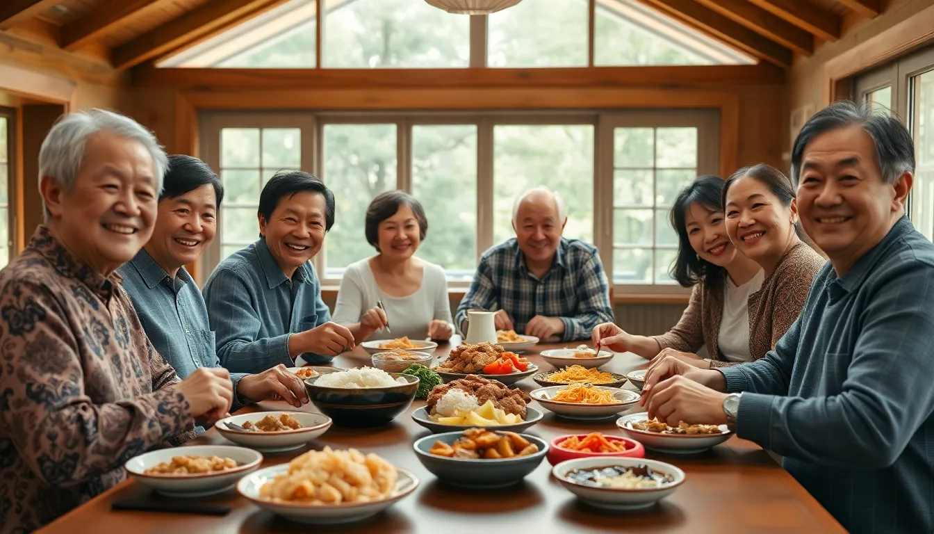 Multigenerational Asian Family Meal