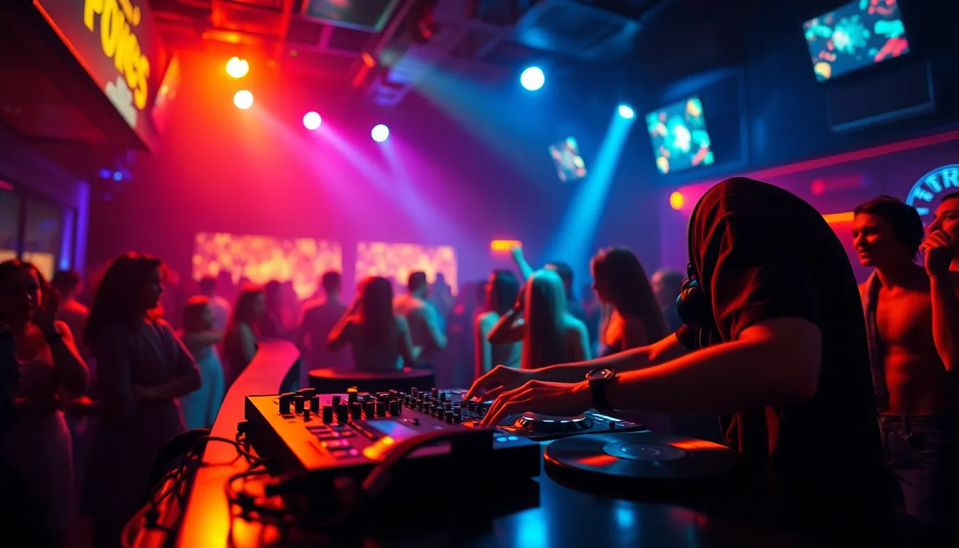 Vibrant DJ Set in Neon Nightclub