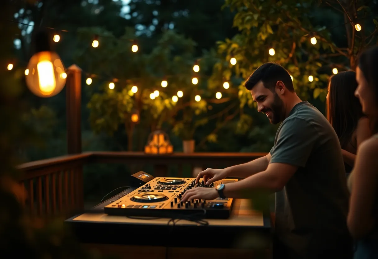 DJ Mixing at an Outdoor Gathering