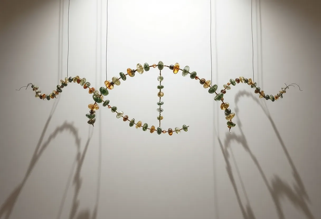 Artistic DNA Sculpture from Recycled Materials