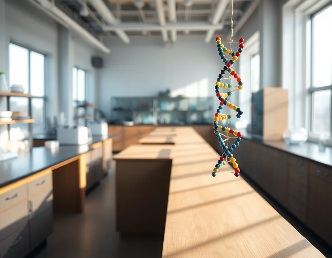 Laboratory Scene with DNA Model