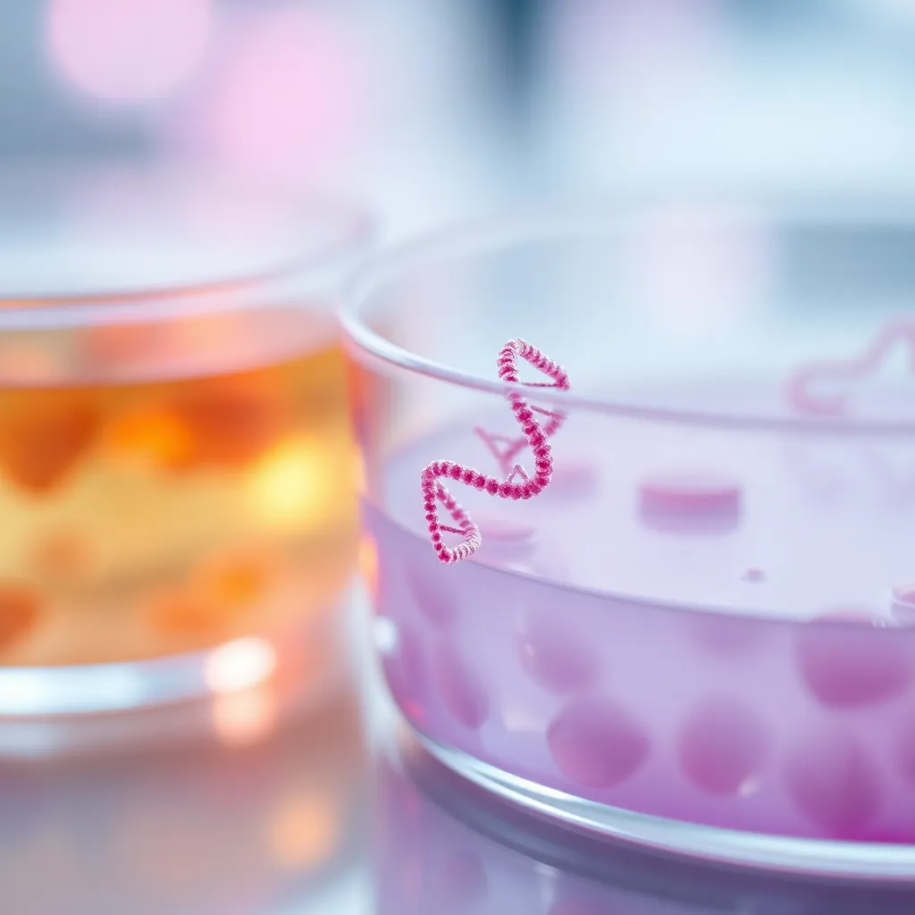 Macro Shot of DNA Strands and Culture Media