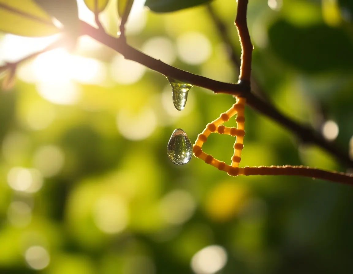 DNA Strand with Water Droplet in Nature