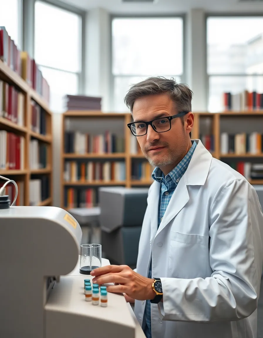 Scientist at Work with DNA Sequencing Tools
