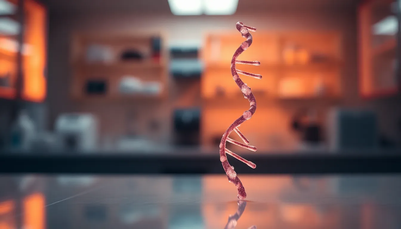 Illuminated DNA Helix in Laboratory