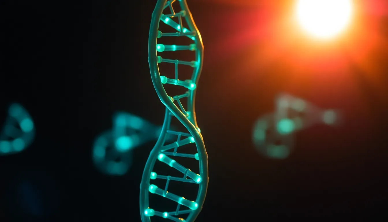 Glowing Double Helix DNA Structure