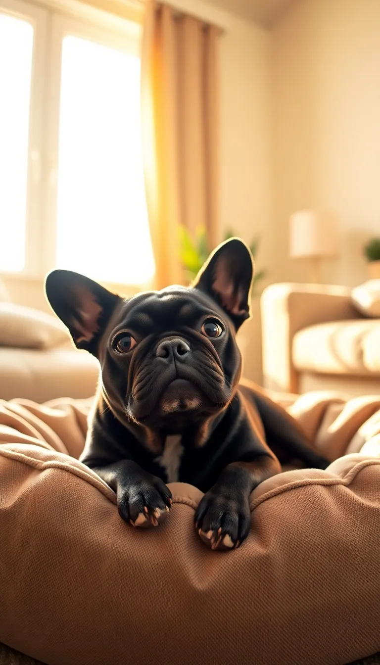 Cozy French Bulldog in Living Room