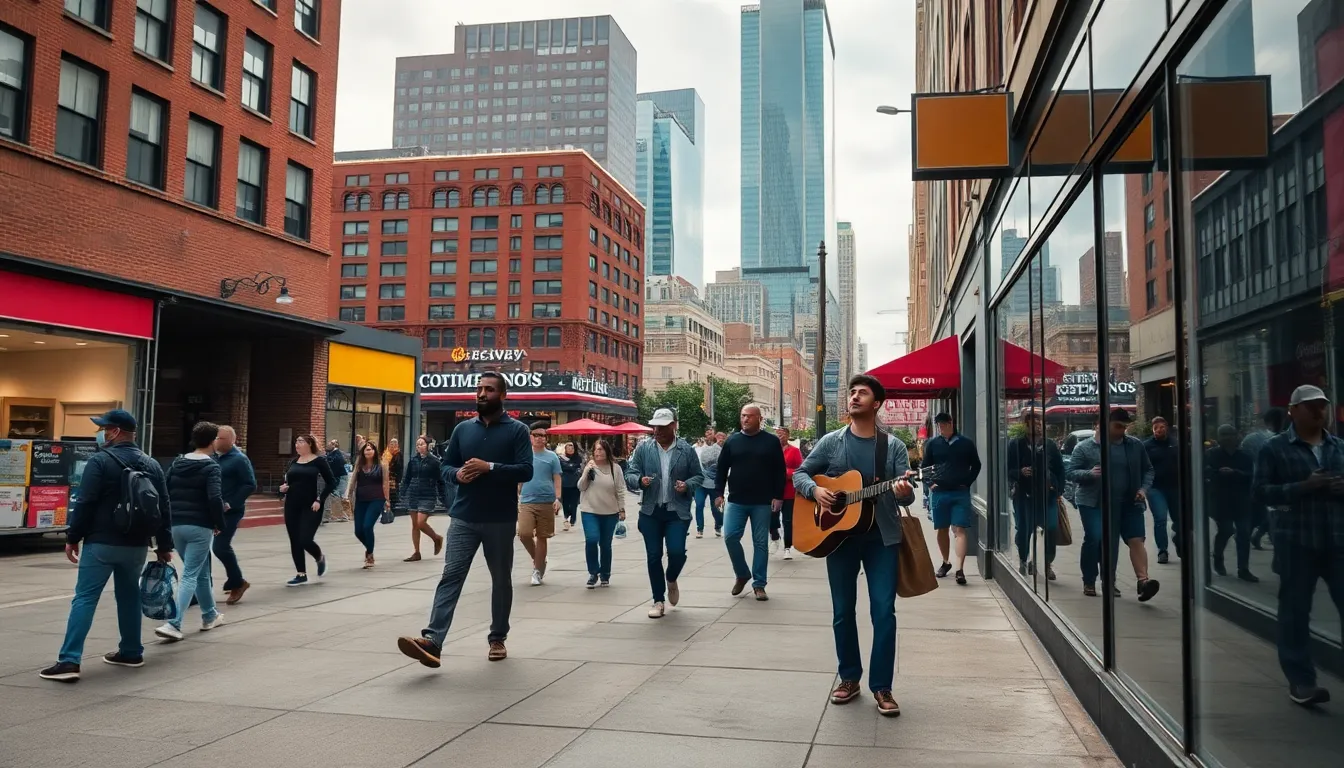 Vibrant Downtown Street Scene