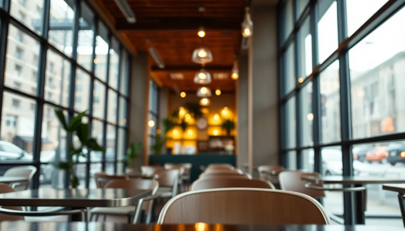 Cozy Café Interior in Downtown