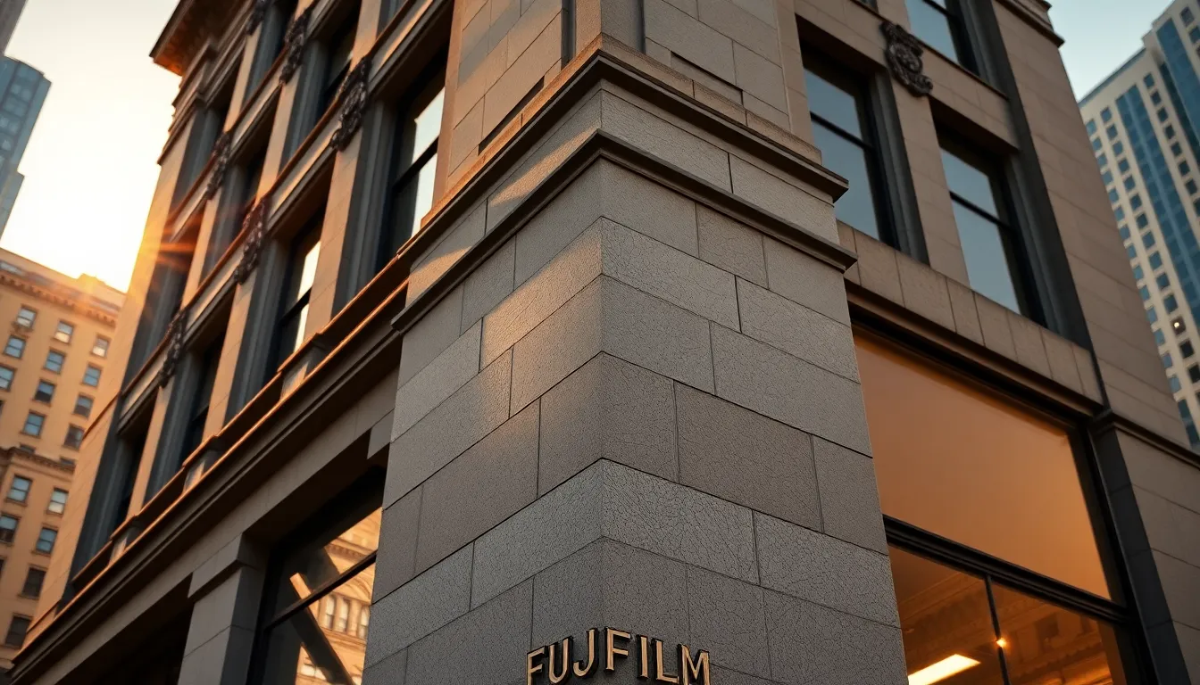 Intricate Details of Downtown Architecture at Golden Hour