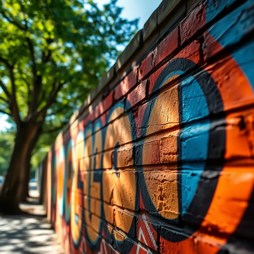 Close-Up of Urban Mural on Brick Wall