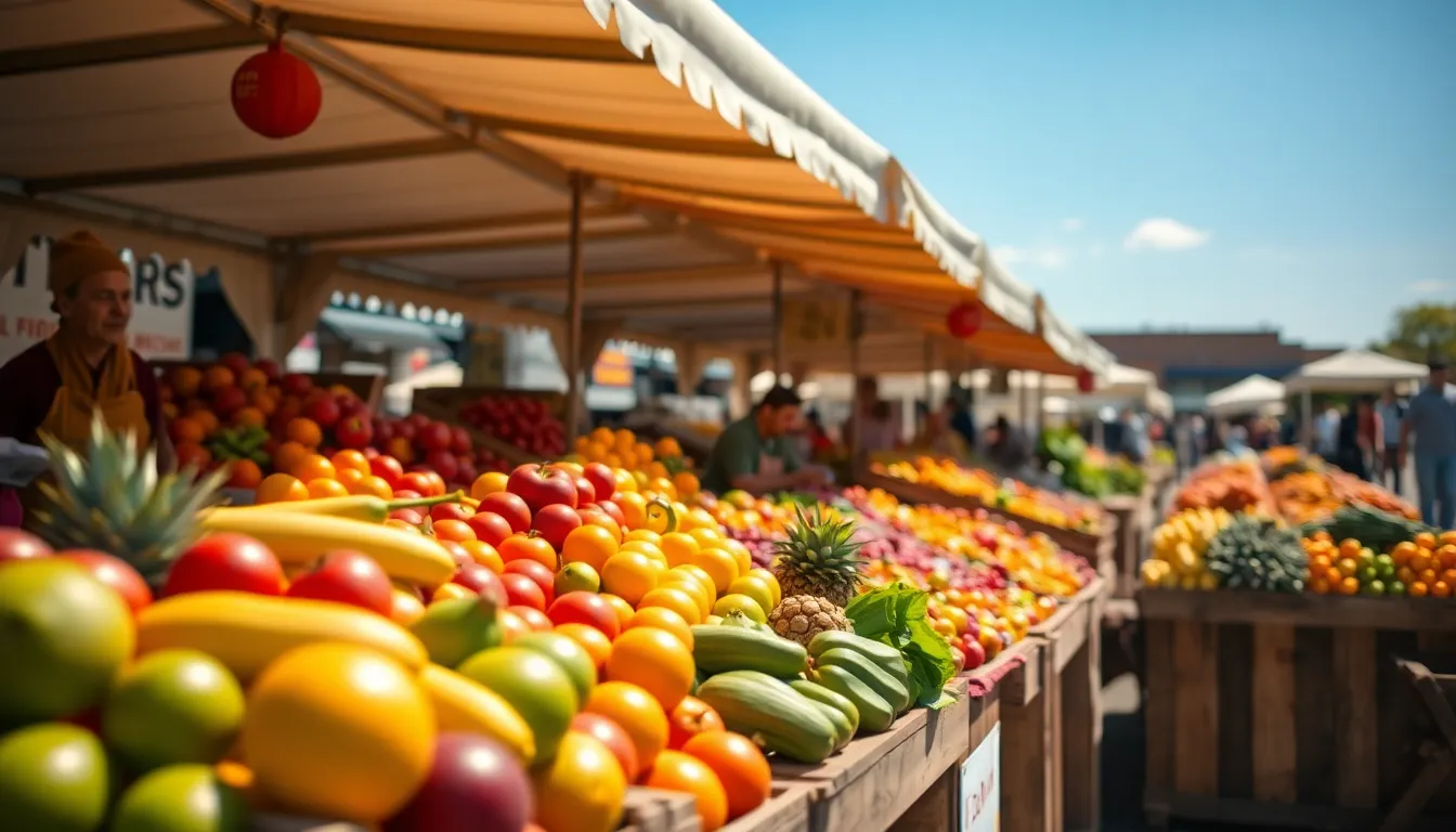Busy Farmers' Market in the City