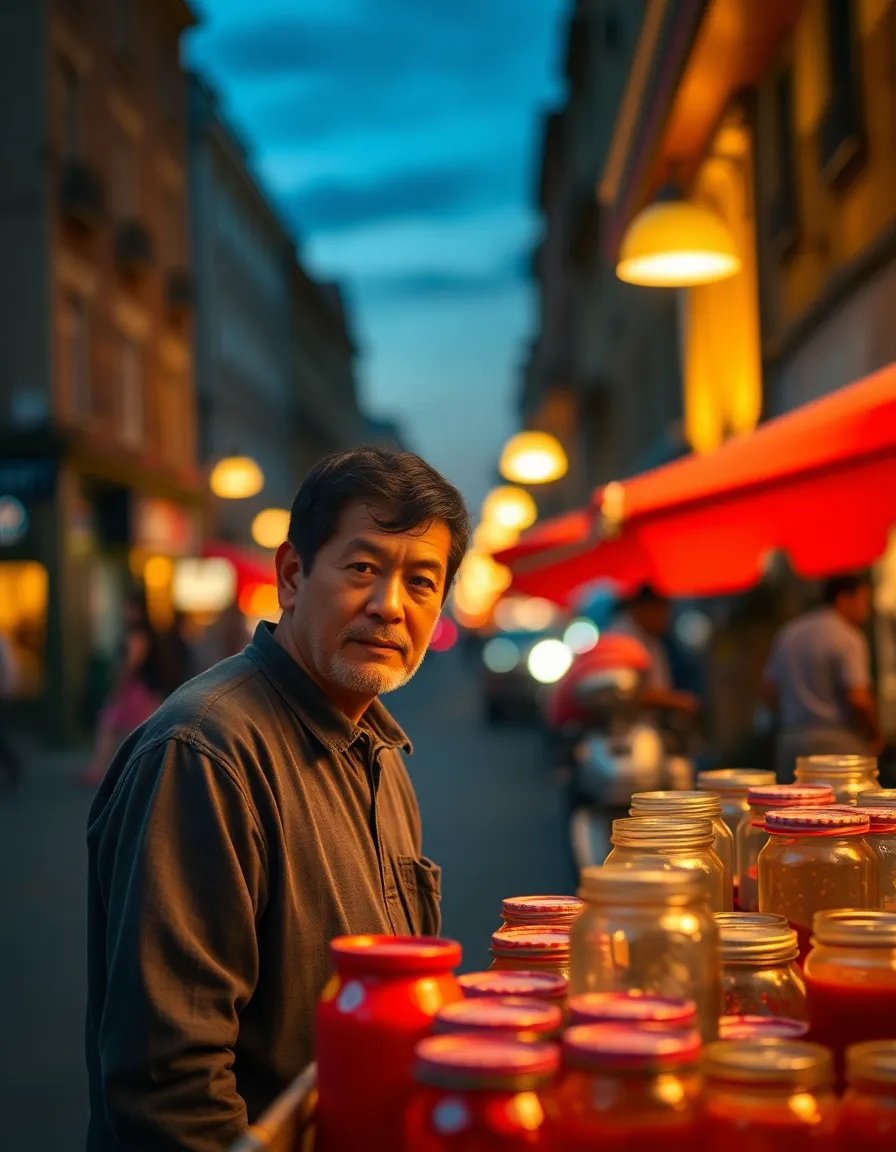 Twilight Street Vendor in Downtown