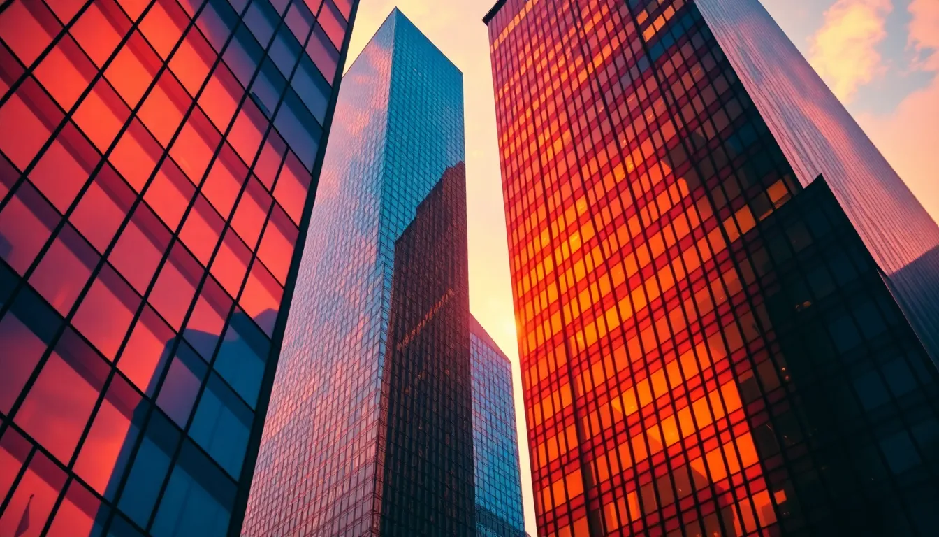 Sunset Reflections on Glass Skyscrapers
