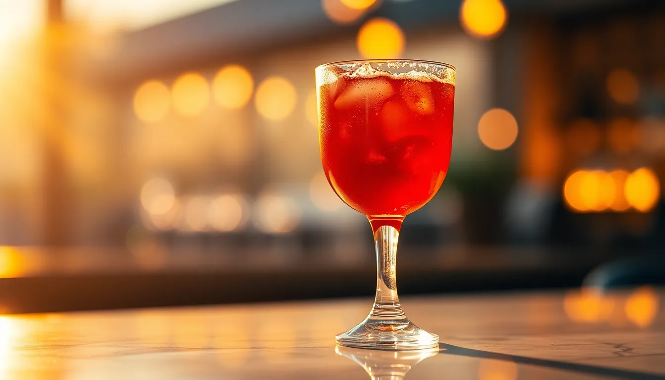 Vibrant Summer Cocktail with Fresh Fruit A refreshing summer cocktail garnished with slices of citrus fruits and mint leaves, elegantly displayed on a polished marble surface. The image captures the essence of golden hour, with warm backlighting highlighting the condensation on the glass, creating a thirst-quenching visual. Rich colors pop thanks to velvety saturation, making this drink irresistible and perfect for a summer gathering.