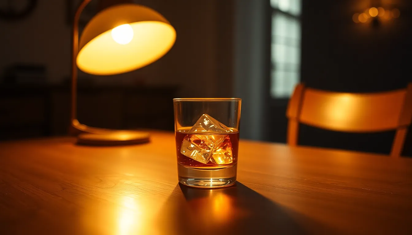 Elegant Whiskey Glass on Wooden Table